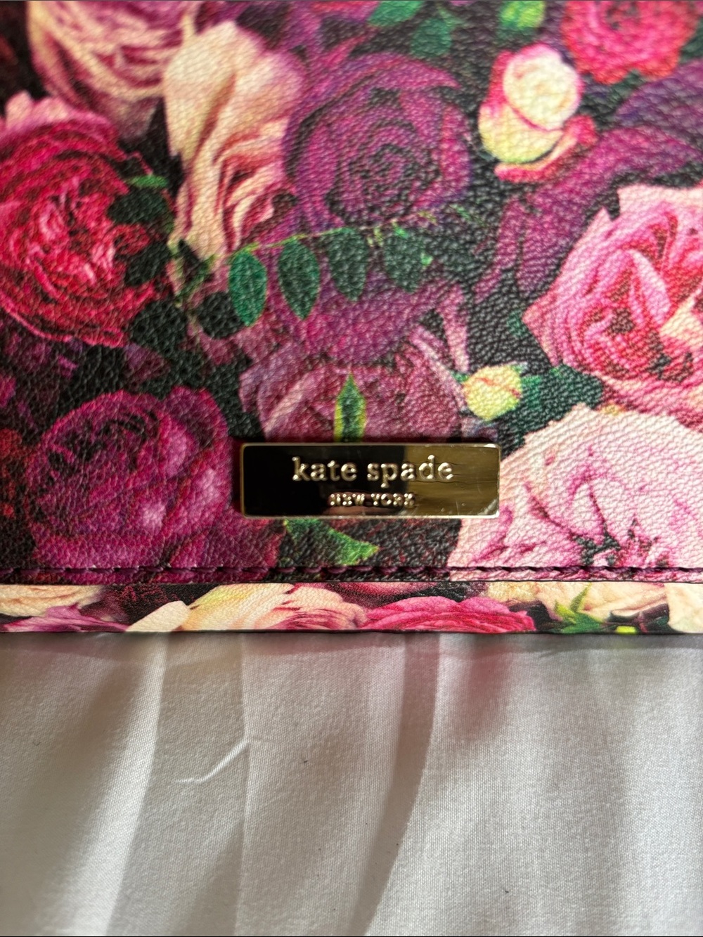 kate spade floral multicolor leather wristlet clutch - pink & green roses - Picture 9 of 17